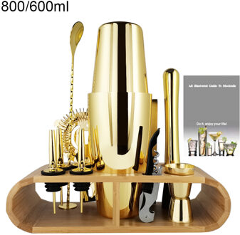 1-11 Pcs Boston Bartending Kit Black Rose Goud Cocktail Shaker Bar Shaker Mixer Jigger Cocktailshaker Wijn Stop Met stand G 800 600ML Rack