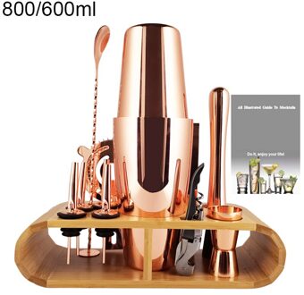 1-11 Pcs Boston Bartending Kit Black Rose Goud Cocktail Shaker Bar Shaker Mixer Jigger Cocktailshaker Wijn Stop Met stand RG 800 600ML Rack