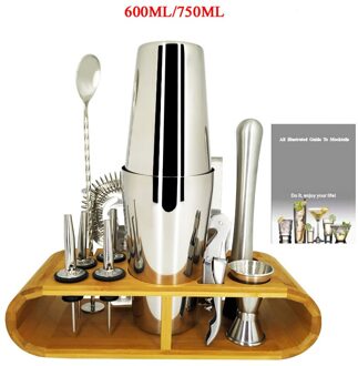 1-11 Pcs Boston Bartending Kit Black Rose Goud Cocktail Shaker Bar Shaker Mixer Jigger Cocktailshaker Wijn Stop Met stand S 750 600ML Rack