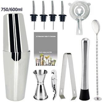 1-11 Pcs Boston Bartending Kit Black Rose Goud Cocktail Shaker Bar Shaker Mixer Jigger Cocktailshaker Wijn Stop Met stand S 750600ML nee Rack