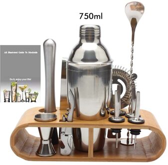1-11 Pcs Boston Bartending Kit Black Rose Goud Cocktail Shaker Bar Shaker Mixer Jigger Cocktailshaker Wijn Stop Met stand S 750ML Rack