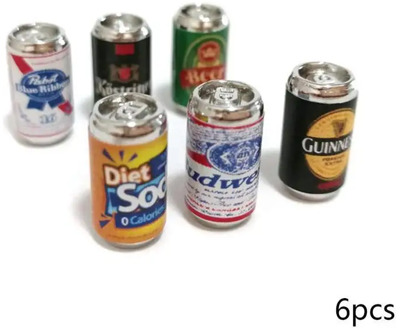 1:12 Dollhouse Accessories 6pcs/set Mini Beer Bottle Model Simulation Beer Can Dollhouse Scene Decoration Mini Food Game Toys