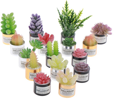 1:12 Dollhouse Miniature Green Plant In Pot Succulent Plant Furniture For Dollhouse Decals New~