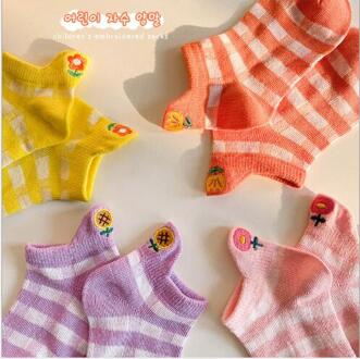 1-12 Jaar 4Pairs Pack Lente En Zomer Schattige Baby Sokken Vrouwelijke Gekamd Katoen Kinderen Boot Sokken L 6-8 Y