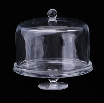 1/12 Miniature Dollhouse Acrylic Cake Plate Stand Fruit Snack Tray with Cover Kitchen Supplies #1