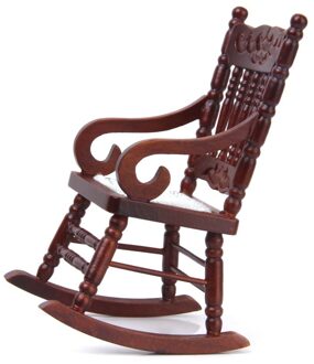 1:12 Miniatuur Houten Kast Rocker Stoel Model van Bruin Polsbandjes Poppenhuis Meubels schommelstoel