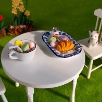 1:12 Miniatuur Ontbijt Set Macaron Brood Met Lade Poppenhuis Keuken Voedsel Set Poppenhuis Keuken Voedsel Accessoires