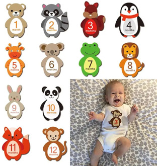 1-12 Months Baby Monthly Milestone Sticker Baby Photography Props Photo Stickers