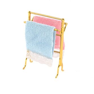 1/12 Poppenhuis Miniatuur Accessoires Mini Handdoek Met Rack Simulatie Badkamer Bad Frame Model Speelgoed Voor Poppenhuis Decoratie