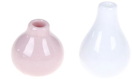 1:12 Poppenhuis Miniatuur Porselein Vaas Bloempot Fles 2 Stuks