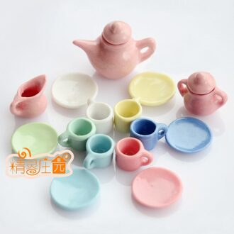 1/12 Poppenhuis Servies Porselein Miniatuur Thee Cup Sets Mini Theepot Koffie Plaat Spelen Keuken Eetkamer Ware Speelgoed