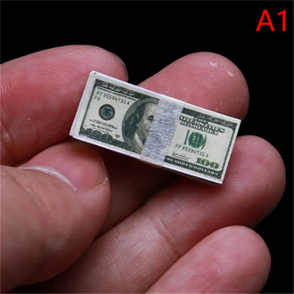 1/12 scale Creative Mini Dollars Euro Money Miniature Banknotes Children Toy Gifts Dollhouse Miniature Accessories