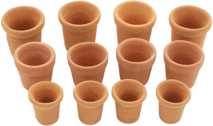 1:12 Schaal 12 Pcs Poppenhuisminiaturen Keramische Porselein Bloempotten Voor Fairy Garden Planten Accessoires