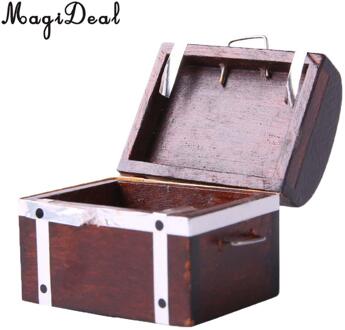 1/12 Schaal Retro Houten Schatkist Doos Hout Case Miniatuur Poppenhuis Meubels Decoratie Accessoire Model Speelgoed