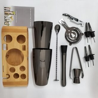 1-13Pcs Cocktailshaker Barman Cocktail Bar Shaker Mixer Jigger Stopper Goud Metalen Barman Boston Cocktail Shakers Set Stand B 13P 800600ml