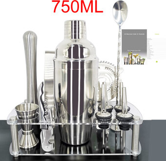 1-13Pcs Cocktailshaker Barman Cocktail Bar Shaker Mixer Jigger Stopper Goud Metalen Barman Boston Cocktail Shakers Set Stand ST 13P 750ml