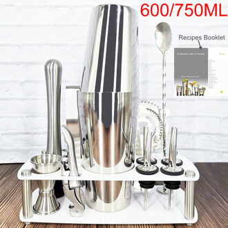 1-13Pcs Cocktailshaker Barman Cocktail Bar Shaker Mixer Jigger Stopper Goud Metalen Barman Boston Cocktail Shakers Set Stand SW 13P 750600ml