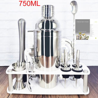 1-13Pcs Cocktailshaker Barman Cocktail Bar Shaker Mixer Jigger Stopper Goud Metalen Barman Boston Cocktail Shakers Set Stand SW 13P 750ml