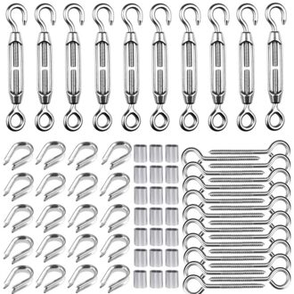 1/16 Inch Kabel Reling Kit Voor Houten Post Spanschroef Draad Spanner Zeef Lag Schroef Eye Vingerhoed En Krimpen Loop