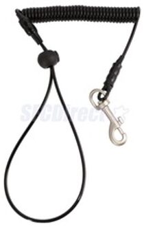 1.1M Intrekbare Opgerolde Vissen Lanyard Staaldraad Pier Touw Tether Zwart