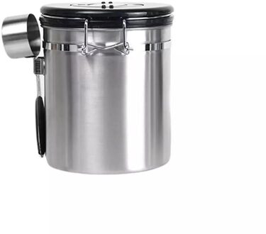 1.2/1.5/1.8L Koffie Bus Met Scoop Luchtdicht Koffie Container Roestvrijstalen Opslag Bus Set Voor Koffiebonen thee zilver X 1.8L