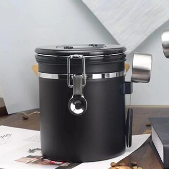 1.2/1.5/1.8L Koffie Bus Met Scoop Luchtdicht Koffie Container Roestvrijstalen Opslag Bus Set Voor Koffiebonen thee zwart X 1.5L