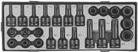 1/2" 25 delig DR. Impact torx dop & torx en veeltand dopsleutel bitset T4256