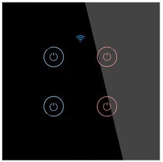1/2/3/4 Gang Tuya Wifi Smart Switch 433Mhz Touch Schakelaar App Afstandsbediening Home Wandlamp switch Werken Met Alexa Google Thuis zwart 4gang