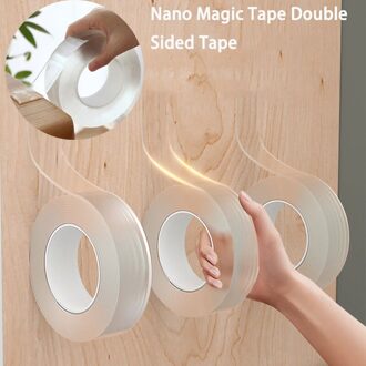 1/2/3/5M Super Nano Magie Dubbelzijdig Tape Transparante Notrace Herbruikbare Waterdicht Self-plakband Reinigbare Thuis Gekkotape 2cmx1Meter