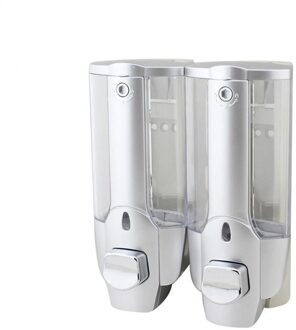 1/2/3 Hoofd Wall Mount Zeepdispenser Vloeibare Desinfecteren Handdesinfecterend Douche Shampoo W Zeep Tabletten Badkamer Accessoires twin grijs