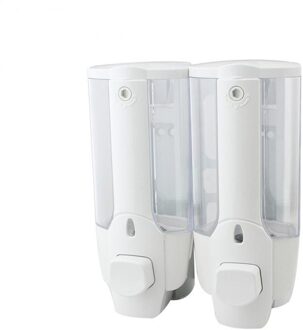 1/2/3 Hoofd Wall Mount Zeepdispenser Vloeibare Desinfecteren Handdesinfecterend Douche Shampoo W Zeep Tabletten Badkamer Accessoires twin wit