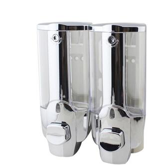 1/2/3 Hoofd Wall Mount Zeepdispenser Vloeibare Desinfecteren Handdesinfecterend Douche Shampoo W Zeep Tabletten Badkamer Accessoires twin zilver