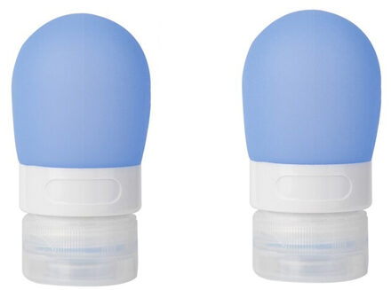 1/2/3Pcs Set 38Ml 60Ml 80Ml Lege Siliconen Reizen Kit Verpakking Druk Fles voor Lotion Shampoo Bad Kleine Sample Containers 2stk blauw 38ml