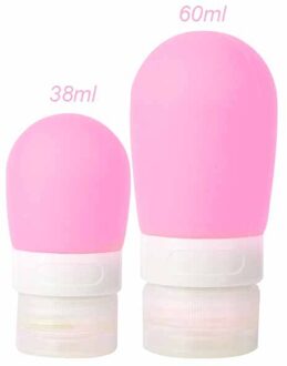 1/2/3Pcs Set 38Ml 60Ml 80Ml Lege Siliconen Reizen Kit Verpakking Druk Fles voor Lotion Shampoo Bad Kleine Sample Containers 2stk roze
