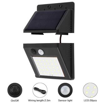 1/2/4 Stuks 30 Led Solar Licht Menselijk Lichaam Inductie Wandlamp Waterdichte Bewegingssensor Straat Lamp inductie Licht Met 2.5M Kabel 30LED wit licht / 1stk