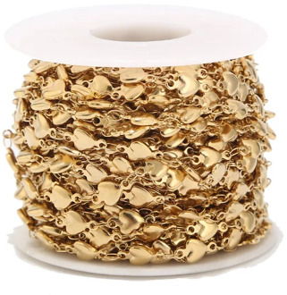 1/2/5/10M 10*5mm Stainless Steel Heart Gold Link Chain Necklace Bulk Cable Chain DIY For Making Findings Necklace Bracelet Ankle