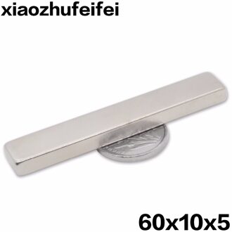 1/2/5/10Pcs 60X10X5 Neodymium Magneet 60Mm X 10Mm X 5Mm N35 Ndfeb Blok Super Krachtige Sterke Permanente Magnetische Imanes 2stk