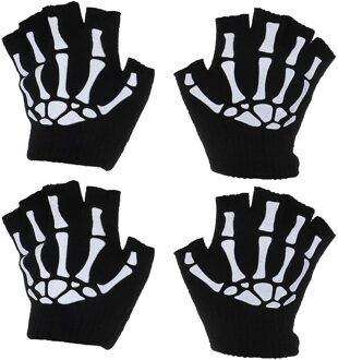 1/2/5 Pairs Kinderen Skelet Warm Glow In The Dark Vingerloze Gebreide Handschoenen Mitten Baby Jongens Meisjes Handschoenen Grappige wanten Kinderen 2 pairs