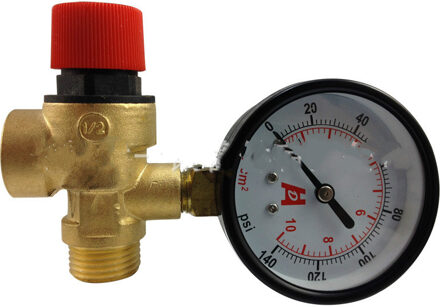 1/2 "DN15 1.5-8 bar veiligheidsklep overdrukventiel voor zonneboiler met manometer