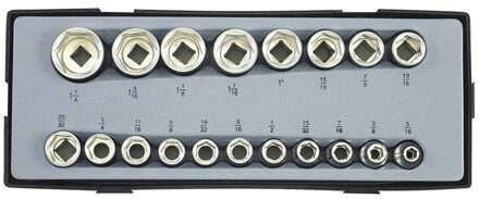 1/2" Doppenset 6kantSAE 19 delig T4194