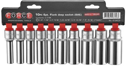 1/2" Doppenset lang 12-kant SAE 10 delig 4106DS9
