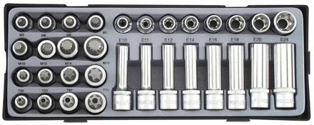 1/2" Doppenset Torx - Spline 32 delig T4322
