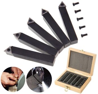 1/2 Inch Mini Indexeerbare Hardmetalen Draaibank Draaien Tool Holder Draaibank Bit Set Met Hardmetalen Inserts 5 Stuks 3/8"