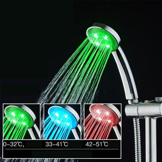 1/2 "Kleur Veranderende Led Douchekop Hoge Druk Led Batterij-Gratis Verlichte Douche Temperatuur Gecontroleerde Handheld Douche Hea 3 kleuren
