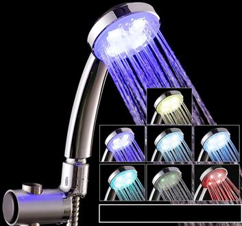 1/2 "Kleur Veranderende Led Douchekop Hoge Druk Led Batterij-Gratis Verlichte Douche Temperatuur Gecontroleerde Handheld Douche Hea kleur changing