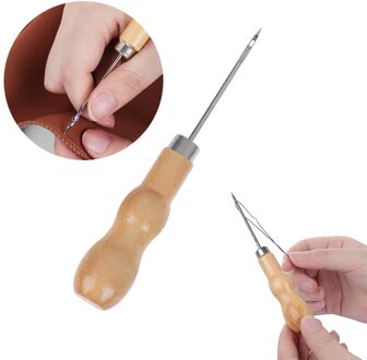 1/2 PC Canvas Lederen Naaien Schoenen Houten Handvat Tool Priem Hand Stiksels Taper Leathercraft Naald Tool Kit Craft naaien Leveringen 2stk