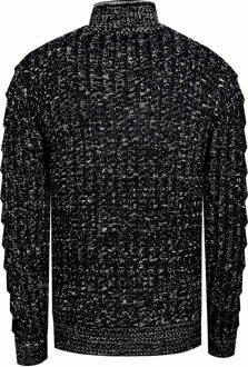 1/2 Rits Chunky Trui met Hoge Hals - maat 3XL Zwart