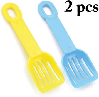 1/2 Stuks Hamster Kattenbakvulling Scoop Creatieve Plastic Hamster Scooper Kleine Dier Scooper Kleine Kattenbakvulling Scoop Afval Scooper Pet product blauw en geel