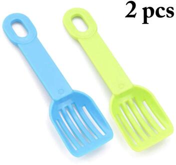 1/2 Stuks Hamster Kattenbakvulling Scoop Creatieve Plastic Hamster Scooper Kleine Dier Scooper Kleine Kattenbakvulling Scoop Afval Scooper Pet product groen en blauw