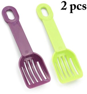 1/2 Stuks Hamster Kattenbakvulling Scoop Creatieve Plastic Hamster Scooper Kleine Dier Scooper Kleine Kattenbakvulling Scoop Afval Scooper Tool paars en groen